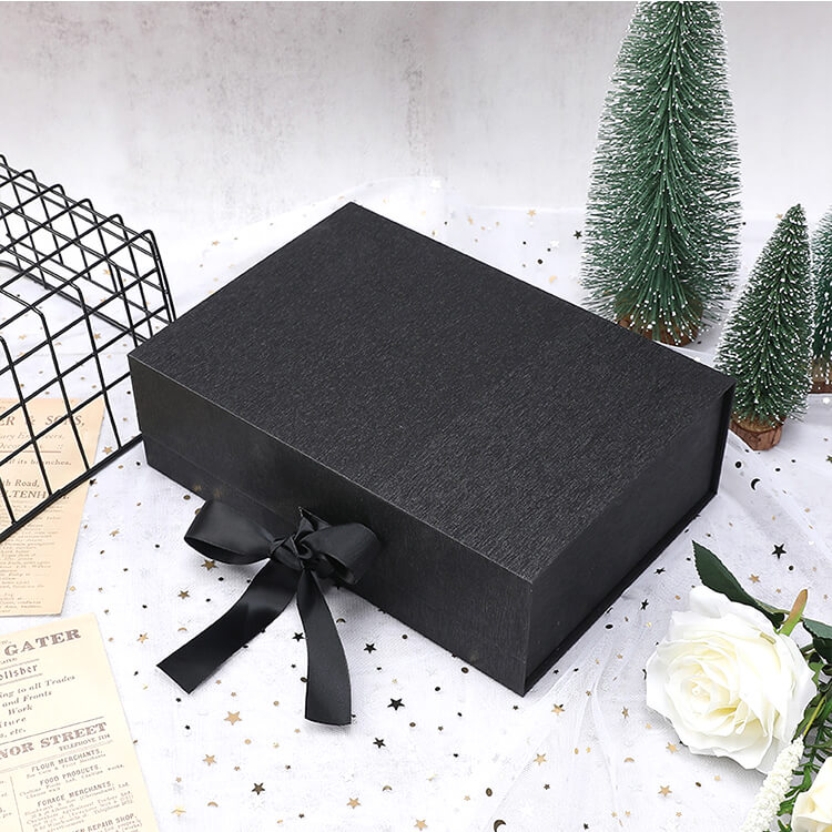 Luxury Empty Folding Magnetic Flap Lid Gift Box With Ribbon